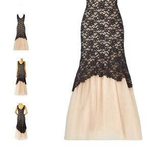Nha Khan black lace/tulle evening gown